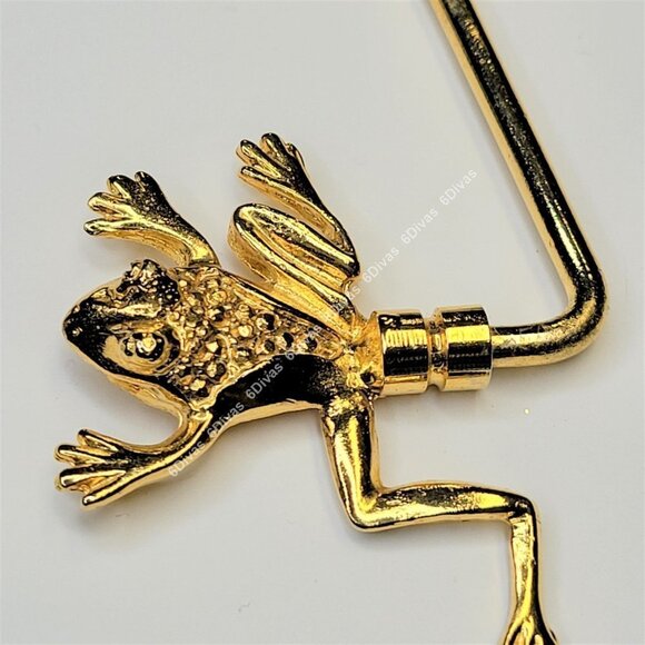 CUSTOM Made Gold Plated Frog Handbag Holder or Table Bag Hook - Picture 14 of 16